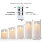 Homemory Pure White Flickering Flameless Candles, Battery Operated Acrylic LED Pillar Candles with Remote Control and Timer, Set of 5 - color: Pure White