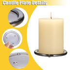 OwnMy 5PCS Glass Pillar Candle Holders Set - 3 Inch Glass Pillar Candle Plates, Round Candle Stand Base Clear Candle Plates and Trays for Wedding Dining Table Centerpieces, Grey