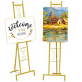 58''H Gold Easel Stand for Sign, Adjustable Welcome Wedding Sign Stand for Display with Chain Support, Heavy Duty Metal Poster Easel Holder for Party Painting, 17'' x 17'' x 58''H（1 Pack） - style: 1pack-Gold