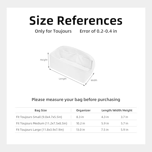 DGAZ Silk Purse Organizer Insert Fits Dior Toujours Bags，Silky Smooth Bag Organizer，Luxury Handbag & Tote Shaper(Mushroom,Toujours S) - color: Mushroom, size: Small