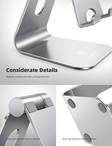 Lamicall Tablet Stand, Tablet Holder for Desk - Multi-Angle Adjustable Tablet Desktop Dock Gifts, Compatible with iPad Pro 11, 12.9, Air, Mini, Fire HD, Galaxy Tab, and Other 4-13" Tablets, Silver - color: Silver