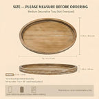 16" x 11.8" Oval Wood Decorative Tray with 58" Bead Garland, Farmhouse Coffee Table & Kitchen Island Décor, Rustic Brown Entryway Console Tray for Styling, Candles & Small Items