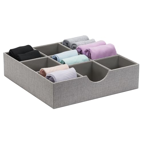 Household Essentials Grey 728-1 Deep 9 Section Drawer Organizer Box for Storage 12 in x 3.13 - color: Silver