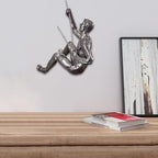 Climbing Man Wall Sculpture – Resin Decor Figure, Modern Art Accent, Black Home Ornament | Unique 3D Hanging Statue Piece, Artistic Abstract Wall Decoration Setup Living Room Bedroom Workplace Design - size: trumpet right hand, style: Silver