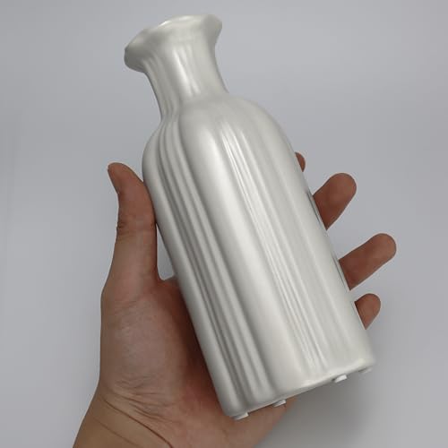 White Ceramic Vase 7 inch Small Vase Can be Used as Bedroom Study Living Room Dining Table Home Decoration Suitable for Wedding Flower Arrangement Design Bohemian Style (HPBY-02) - color: Hpby-02