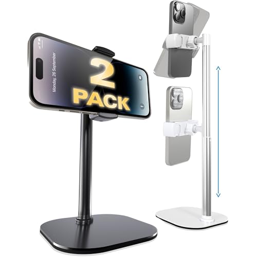 Cooper ChatStand, [Gift Family Pack], Adjustable Cell Phone Stand for Desk, Phone Stand for Recording, iPhone Holder, Small Tripod for iPhone,Fits Samsung, Android Smartphones, (White & Black, 2-Pack) - color: x2 Pack - White/Black