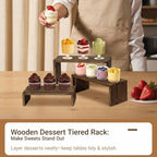 3-Tier Wood Display Risers – Versatile Food Display Risers for Party, Desktop Organizer for Home, Office & Kitchen, Multi-Purpose Wooden Shelf for Plants, Collectibles(9.5/8.5/7.5 in)