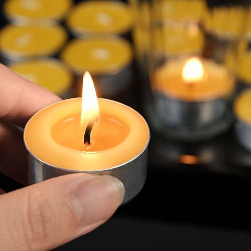 16 Packs Beeswax Tealight Candles,Natural Beeswax Tea Lights Candle in Aluminum Cups,4-5 Hour Burn Time,Unscented Smokeless Candles - style: 16 packs