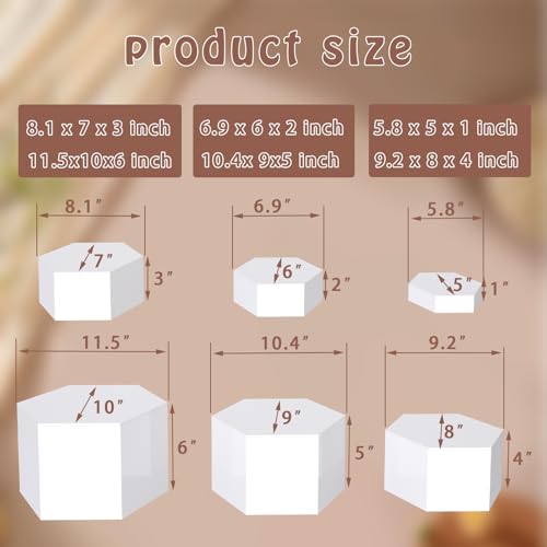 Buffet Risers, Food Display Risers for Party, White Acrylic Risers Display Stand for Buffet Table, Catering Displays for Dessert, Cube Box Nesting Riser with Hollow Bottoms (5"x6"x7"x8"x9"x10" 6PCS Hexagonal White) - color: 5"x6"x7"x8"x9"x10" 6PCS Hexagon