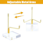 MAQUITA 6 Pcs Acrylic Easel Display Stand, Crystal Acrylic Easel Geode Stand with Adjustable Metal Arms, Rock Display Crystal for Gemstones Fossils Minerals (2.4 × 2.4 × 3.82 Inch)