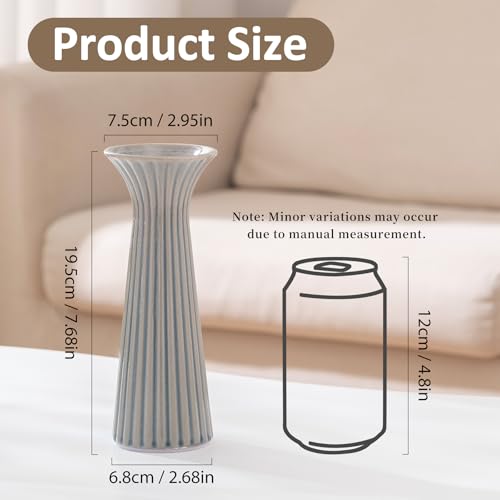7.68” Vintage Blue Ribbed Ceramic Vase, Small Rustic Farmhouse Vase for Pampas Grass, Centerpiece, Coffee Table, Kitchen, Office & Home Decor - color: Rustic Blue