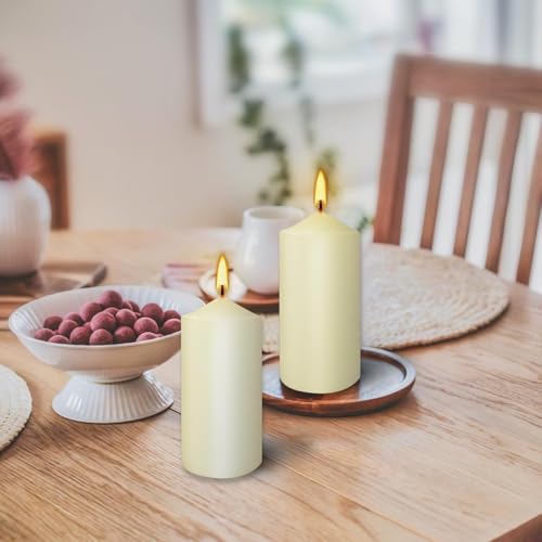 YOROXRG 2"x4" High Ivory Pillar Candles, Set of 20 Unscented. Bulk Buy. Ideal for Halloween, Wedding, Emergency Lanterns, Household, Wedding and Home Décor Candlesticks - color: Ivory-2"x4" 20