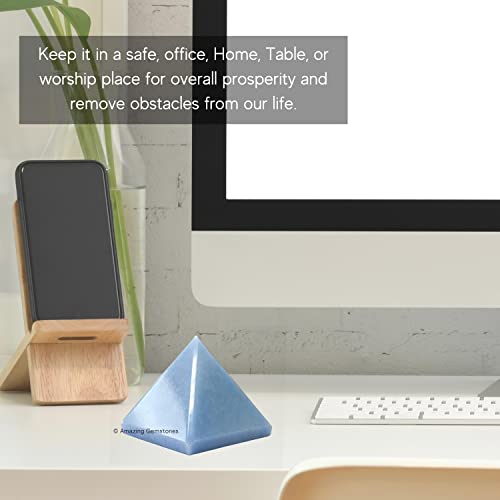 Amazing Gemstone Angelite Pyramid Crystal Healing Stones - 2" Great Pyramid Figurine of Natural Stone Pyramid for Meditation, Reiki, Chakra Balancing and Crystal Pyramids Grid - color: Angelite