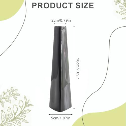 7 Inch Black Ceramic Tapered Tabletop Vase Modern Minimalist Vase for Home Office Decor