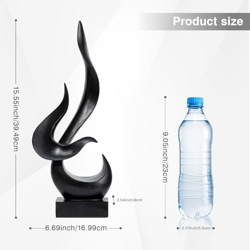 Black Fire Flame Sculpture, Modern Abstract Resin Statue, Art Statue Home Decor for Living Room TV Stand Coffee Table Shelf Accents Decor. - color: Black, size: Large