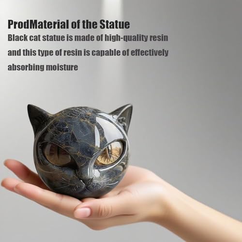 Luxury Black Cat Sculpture, Hand-Carved Crystal & Healing Stone Art Piece, Elegant Décor for Cat Lovers, Gift-Ready Memento for Home or Office, Green - size: Green
