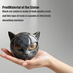 Luxury Black Cat Sculpture, Hand-Carved Crystal & Healing Stone Art Piece, Elegant Décor for Cat Lovers, Gift-Ready Memento for Home or Office, Green - size: Green