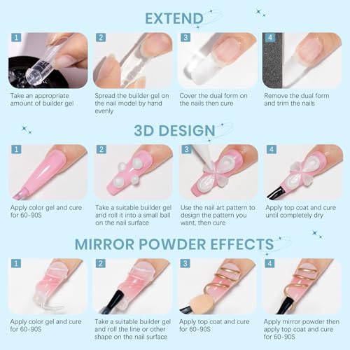 Sculpting Gel for 3D Nail Art Gel Non Stick Hand Solid Builder Hard Gels for Extension Carving Sculpting Beauty Nail Charms for Beginner and Salon DIY - color: Clear&Pink&Nude