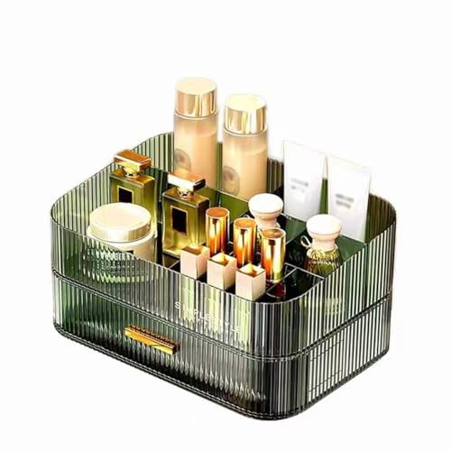 MIUOPUR Makeup Organizer with Stackable Drawers, Bathroom Vanity Organizers and Storage, Ideal for Desk and Dresser Countertops, Great for Cosmetics, skincare, Lipsticks, Nail Care -Green - color: Clear Green, size: Tray and Drawer