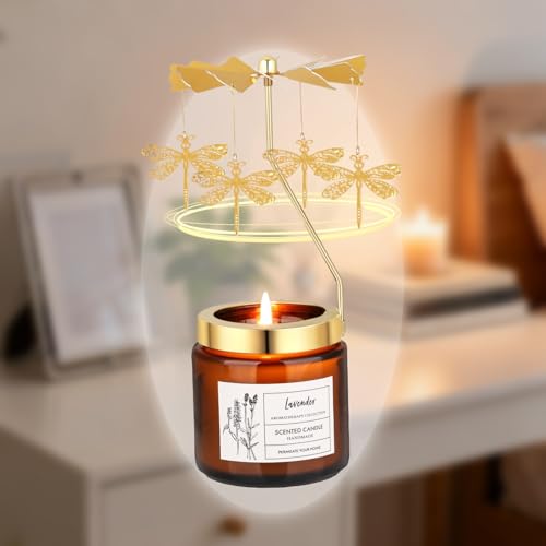 Dragonfly Candle Gifts for Women, Rotatable Lavender Scented Candle Gifts for Mom Wife Anniversary Valentine's Day Christmas, Unique Birthday Gift for Sister Girlfriend with Gift Box - color: Lavender-Dragonfly