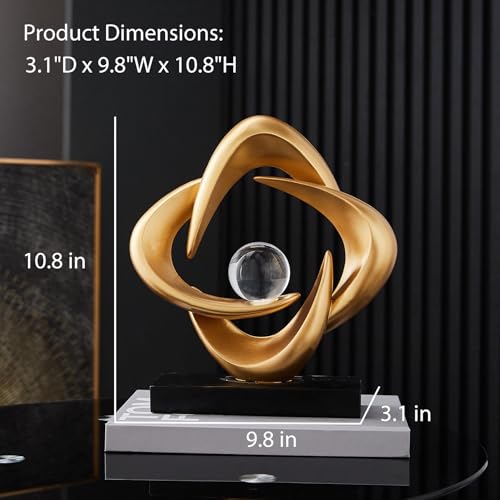 FJS Abstract Art Statues for Home Decor, White 4 Pointed Star Sculpture, 10.8" H Modern Coffee Table Bookshelf Decor Accents, Decorations for Living Room Dining Room Office Hotel (Gold) - color: B-gold