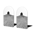 Simple House Silhouette Line Minimalist Bookends for Shelves 2 Pcs Wooden Book Stopper Organizer for Home Office Libraries