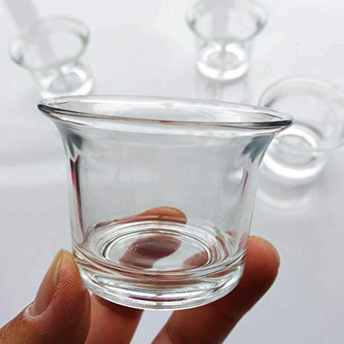 2Pcs Round Clear Glass Cups Votive Candles Cup Holder Empty Small Cup for DIY Candles Aromatherapy Making, Birthday Party, Wedding Decorations and Dinner Centerpieces, 64 x 45MM
