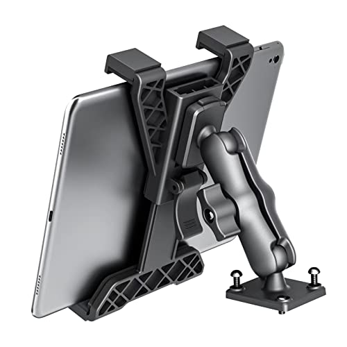OHLPRO Heavy Duty Drill Base Tablet Holder for Trucks & Boats – Permanent Dashboard Mount for 7-11’’ iPad mini/Air/Pro – Anti-Shake Vibration-Free Navigation Mount for Wall, Desk, Commercial Vehicles - size: 1-Stage Arm