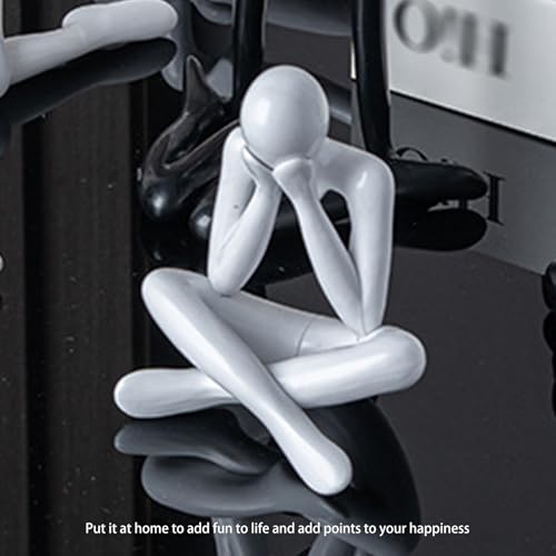 Small Collectible Figurines Abstract Sculpture Statue Desktop Decor Office Shelf Decoration for Home Living Room (White)