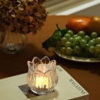 Elsjoy Set of 12 Tulip Glass Votive Candle Holders, Decorative Tea Light Candle Holders, Clear Glass Flower Tealight Candle Holder for Table Centerpieces, Wedding Decor