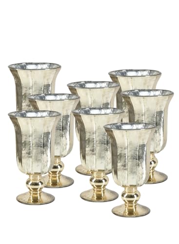 Serene Spaces Living 8-Pack Antique Gold Vase for Flowers, 8 1/2in Gold Urn for Centerpieces, Weddings, Events - size: Set of 8, Gold
