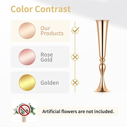 NUPTIO Gold Tall Centerpiece Table: 21.9" Trumpet Vases for Wedding Metal Flower Stand for Party Decorations Set of 2 - size: 2 Pcs