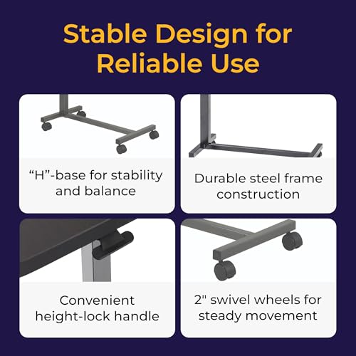 Drive Medical Overbed Table with Wheels - Secure Height Adjustment for Comfort - Non Tilt Surface - Smooth Rolling Design - Home & Hospital Use - Woodgrain Laminate Top - Silver Vein - color: Silver Vein