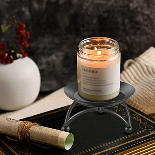 Pillar Candle Holder, Iron Candle Stand, Candle Plate, Candlesticks for Pillar Candles, Black Candle Tray for Party Wedding Table Home Decoration (Set of 3) - color: Black - Set of 3