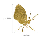 Golden Butterfly Metal Ornament, Solid Metal 3D Insect Desk Figurine Mini Desktop Ornament for Home, Office, Garden