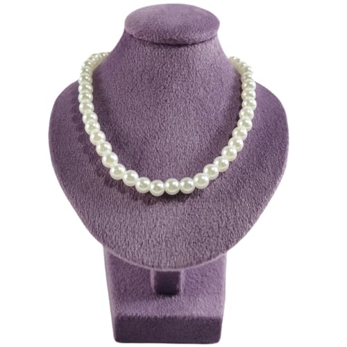 Mini Pendant Jewelry Display Stand Bust White PU Holder Black Velvet Mannequin Necklace Stand Wooden Portrait Model 12cm (Taro Purple) - color: Taro Purple