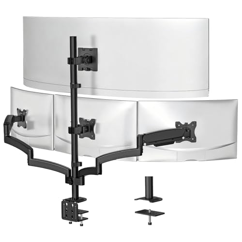 WALI 4 Monitor Mount for 13-49 inch Ultrawides on Top Bracket and 27 inch Screens on Lower Brackets, Heavy Duty Arm Extra Tall Quad Monitor Stand, up to 44 lbs (GSDM004S-P), Black - size: 13"-49", style: Quad Arms