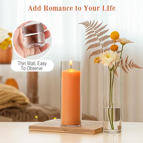 20 Pack 5.9" Tall x 1.8" Diameter Clear Glass Cylinder Vases - Multi-Use Flower Vase, Hurricane & Floating Candle Holders for Wedding Centerpieces, Home Decor, Table Displays (20) - size: 20 Pc(5.9" x 1.8")