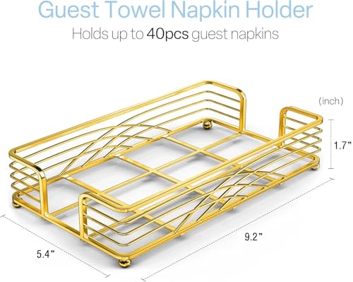 Gold Guest Towel Holder Tray for Bathroom – Countertop Napkin Organizer for Disposable Paper Towels, Elegant Hand Towel Rack for Powder Room, Modern Guest Bathroom Accessories - color: D - Matt Gold Napkin Holder for Bathroom, size: Guest Towel Holder