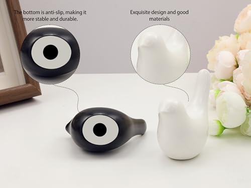Small Birds Figurine Black and White Home Decor Modern Style Bird Statues Decorative Ornaments for Living Room, Bedroom, Office Desktop, Cabinets, Knick Knacks(Black White Birds 2Pcs) - color: Black and White