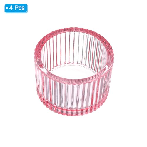PATIKIL 4 Pcs Tealight Candle Holder, Tea Lights Candle Holder Glass Votive Candle Holders Glass Candle Holders for Table Centerpiece Decor Wedding Dinner Party, Pink - color: Pink