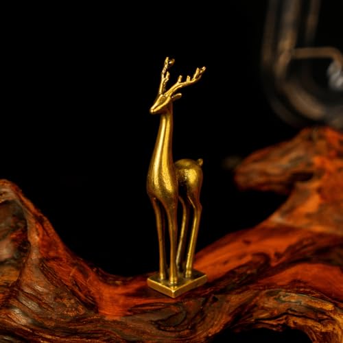 CHOVY Retro Brass Deer Statue - 100% Solid Handcrafted Elegant Long-Legged Deer Sculpture, Nature-Inspired Office & Home Decoration, Collectible Art Piece, for Nature Lovers & Collectors - style: Long