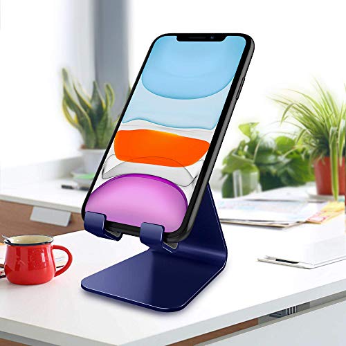 CreaDream Cell Phone Stand, Cradle, Holder,Aluminum Desktop Stand Compatible with Switch, All Smart Phone, iPhone 11 Pro Xs Max Xr X Se 8 7 6 6s Plus SE 5 5s-Navy Blue - color: Navy Blue