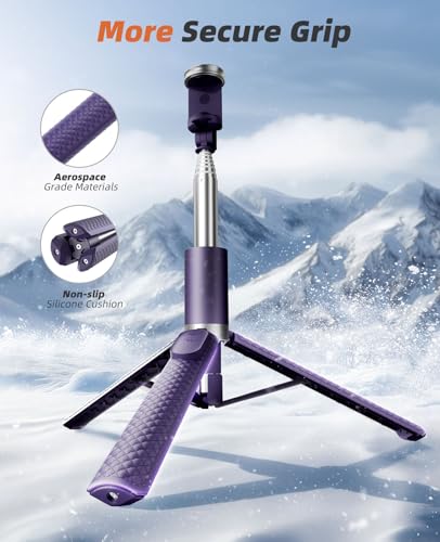Vimose Phone Tripod & Selfie Stick with Remote, Portable, Lightweight for Video Recording Vlog, Extendable Travel Tripod Stand Compatible with iPhone Android, Purple, 62" - color: Purple