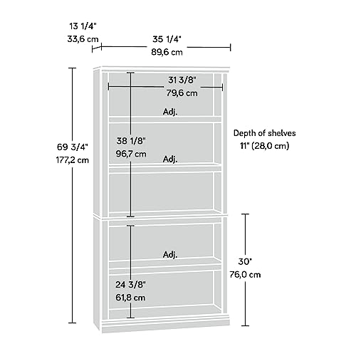 Sauder 5 Tier Book Shelf Wooden Bookcase Multipurpose Bookshelf for Home Office, Living Room, in Jamocha Wood - color: Jamocha Wood