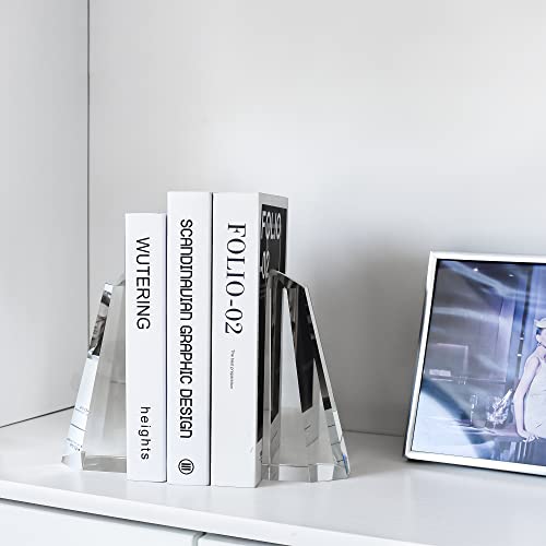 Kitcom Handmade Crystal Bookends Half-Obelisk Design, 1 Pair of Decorative Tabletop Bookends for Office, Home, Desk