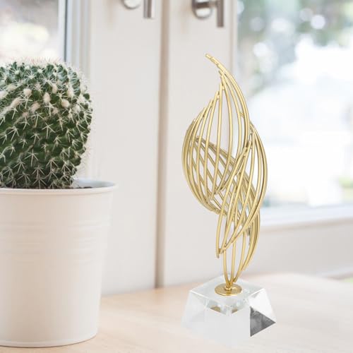 Metal Abstract Decorative Sculpture, Simple, Modern, Beautiful, Modern Luxury Metal Abstract Statue with Base for Desk Shelf Decor (Crystal White) - size: Crystal White