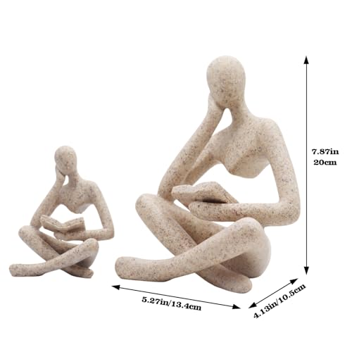 Gold Reading Women Statue, Thinker Sculptures, Abstract Art Ornament, Modern Aesthetic Figurine Decoration, Suitable for Home Living Room Bedroom Office Shelf Table Desk Bookshelf Decor (Left) - color: Left, size: Large