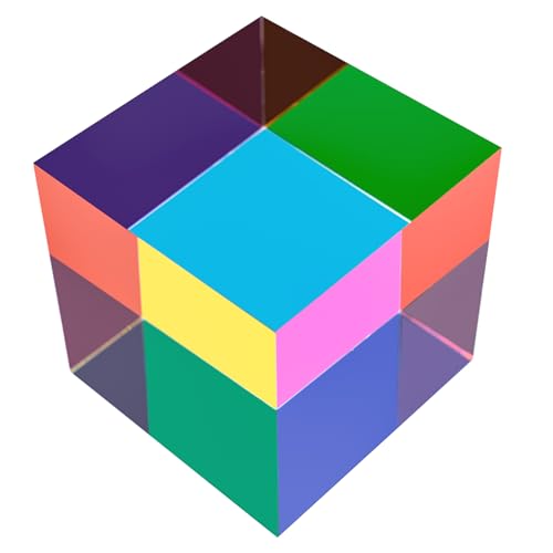 CMY Color Cube, 2.36 inch (60mm) Acrylic Multi-Color Cube Prism for Physics Education, Desktop Decoration Scientific Toys,Gifts for Kids，Fidget Toys - size: 60mm