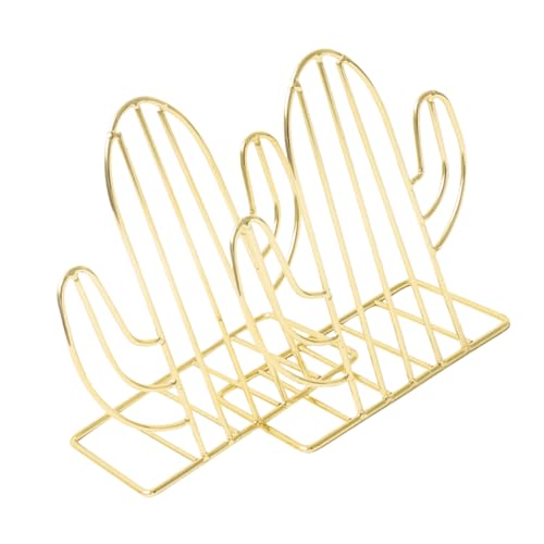 Cactus Bookends Metal Creative Plant Shape Book Stand Organizer for Home Office Desk Compact 7.08X5.31X3.54 Inch Book Rack for Books Files Magazines